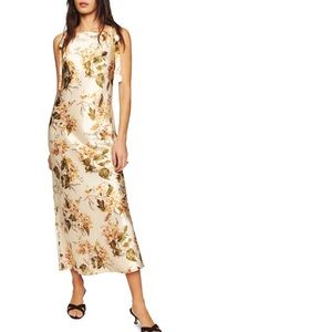 NWT Reformation Aden Silk Dress Cream/Yellow Size Small $348